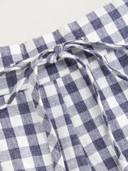 Cotton-blend Gingham Knotted Straight Leg Trousers