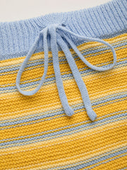 Knit Low Rise Stripe Drawstring Legging Micro Shorts