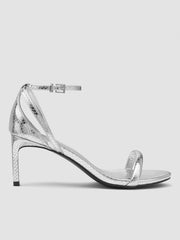 SNAKE-EFFECT DECOR ADJUSTABLE STRAP HEELED SANDALS
