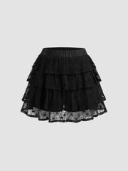 Woven Mid Rise Tiered Mini Skort