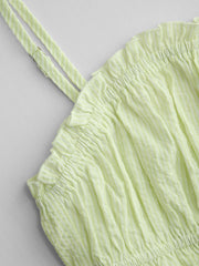 Cotton-blend Stripe Shirred Knotted Cami Top & Mid Rise Elastic Waist Mini Skort Set