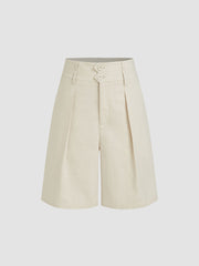 Linen-blend Mid Rise Pleated Shorts