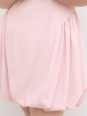 Boat Neck Bowknot Bubble Hem Mini Dress Curve & Plus