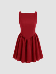 Square Neck Ruffle Mini Dress