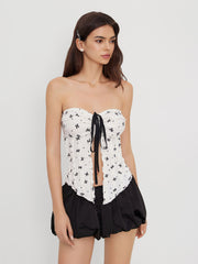 Two Way Bowknot Texture Knotted Split Bandeau Top