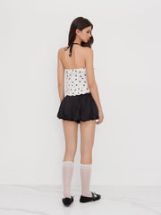 Two Way Bowknot Texture Knotted Split Bandeau Top