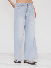 Cider Denim Low Rise Drawstring Straight Leg Jeans