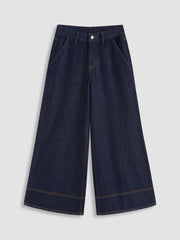 Petite Cider Denim Low Rise Wide Leg Jeans