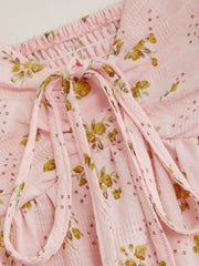 Jacquard Sweetheart Ditsy Floral Ruffle Hem Shirred Cami Top