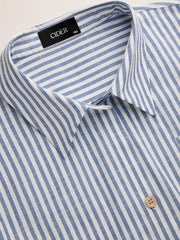 Cotton-blend Collar Stripe Twist Shirt Curve & Plus