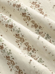 Cotton V-neck Floral Shirred Maxi Dress