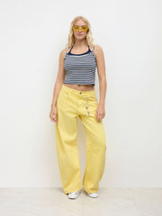 Cotton-blend Two Tone Halter Neckline Stripe Cami Top