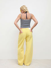 Cotton-blend Two Tone Halter Neckline Stripe Cami Top