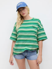 Terry Stripe Oversized Short Sleeve Tee