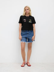 100% Cotton Coconut Tree Beach Beading Tee