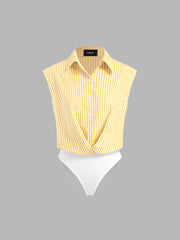 Cotton-blend Polo Stripe Shirt Bodysuit