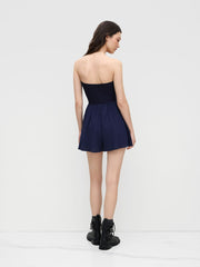 Cotton Texture Bandeau Bowknot Ruffle Hem Romper