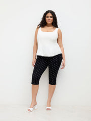 Cotton U-neckline Broderie Anglaise Hem Cut Out Tank Top Curve & Plus