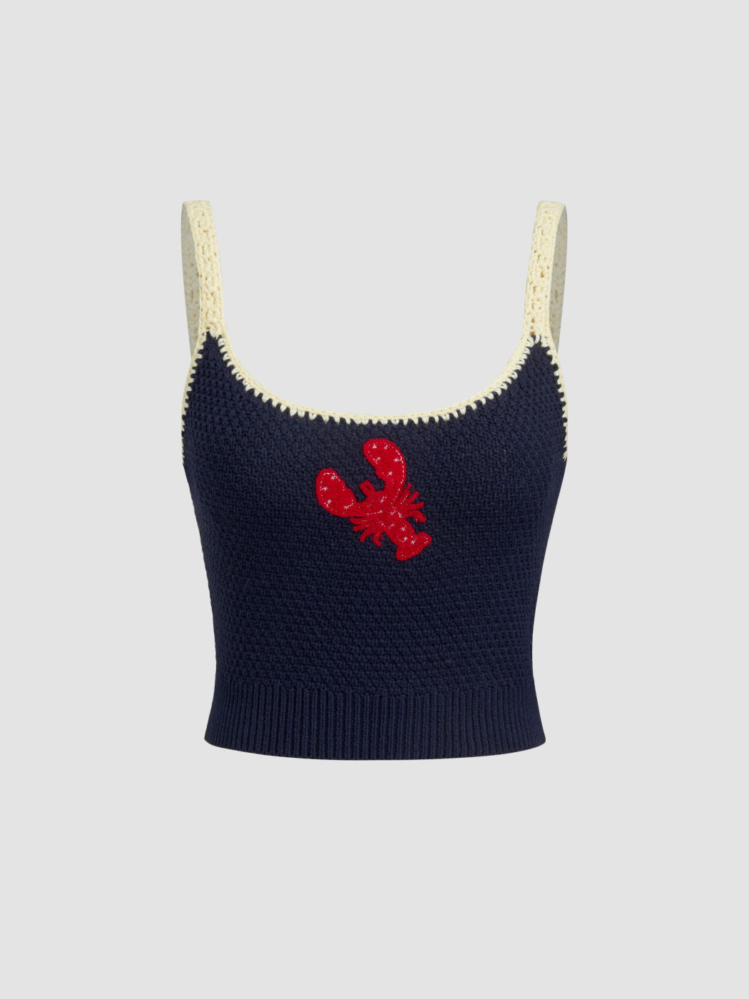 Knit Crayfish Contrasting Binding Crop Cami Top