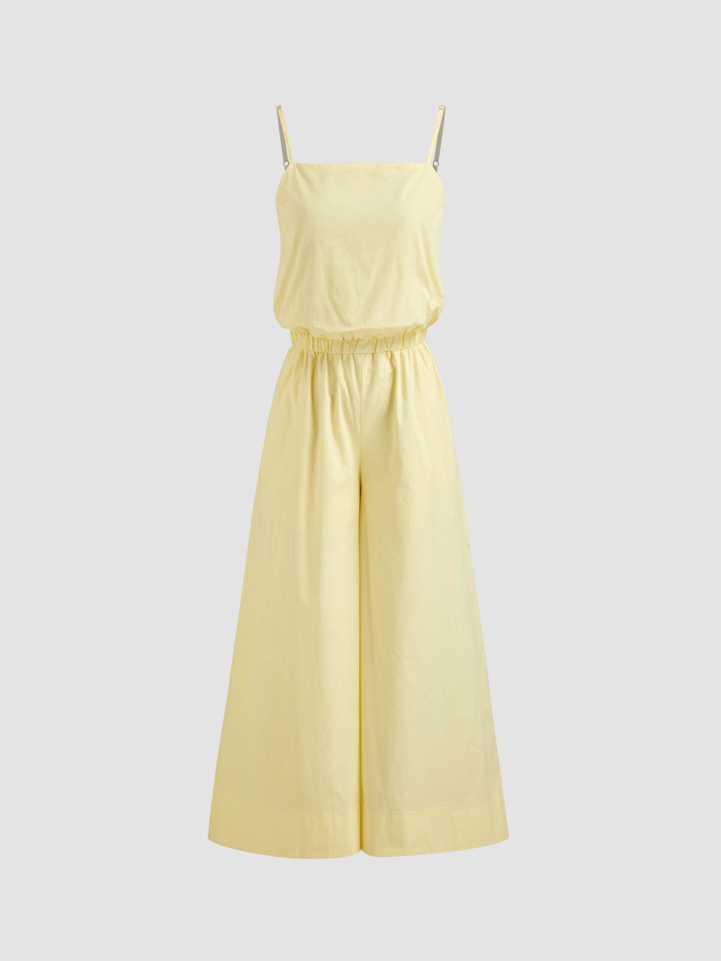 Cotton Square Neck Elastic Waist Cami Wide Leg Jumpsuit