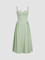 Square Neck Lace Trim Ruffle Maxi Dress
