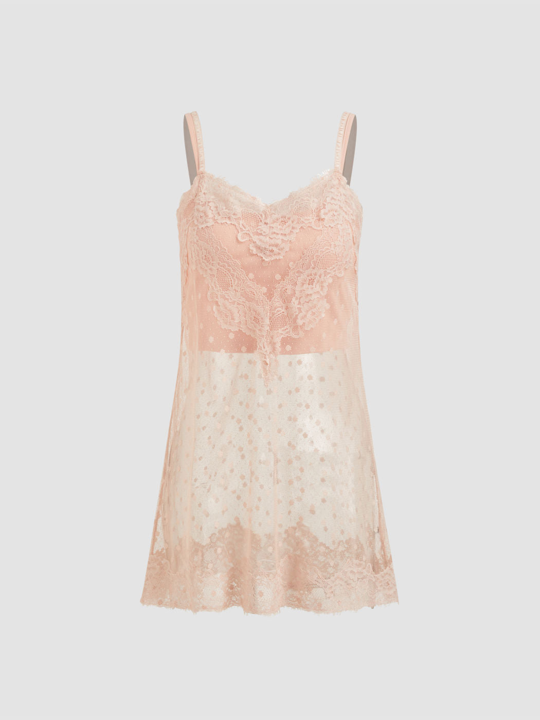 Two Pieces Mesh V-neck Lace Top & Solid Crop Cami Top