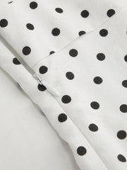 100% Cotton U-neckline Polka Dot Bowknot Mini Dress
