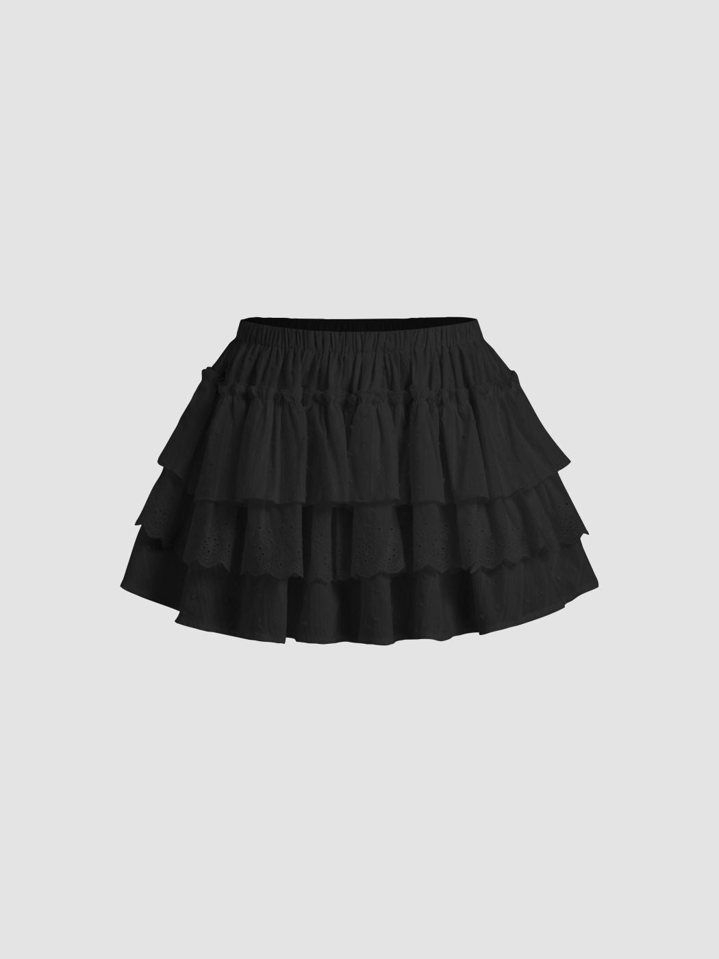 100% Cotton Mid Rise Broderie Anglaise Layered Mini Skirt