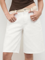 Cider Denim Low Rise Patchy Bermuda Jorts