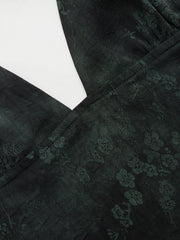 Satin V-neck Floral Knotted Backless Top