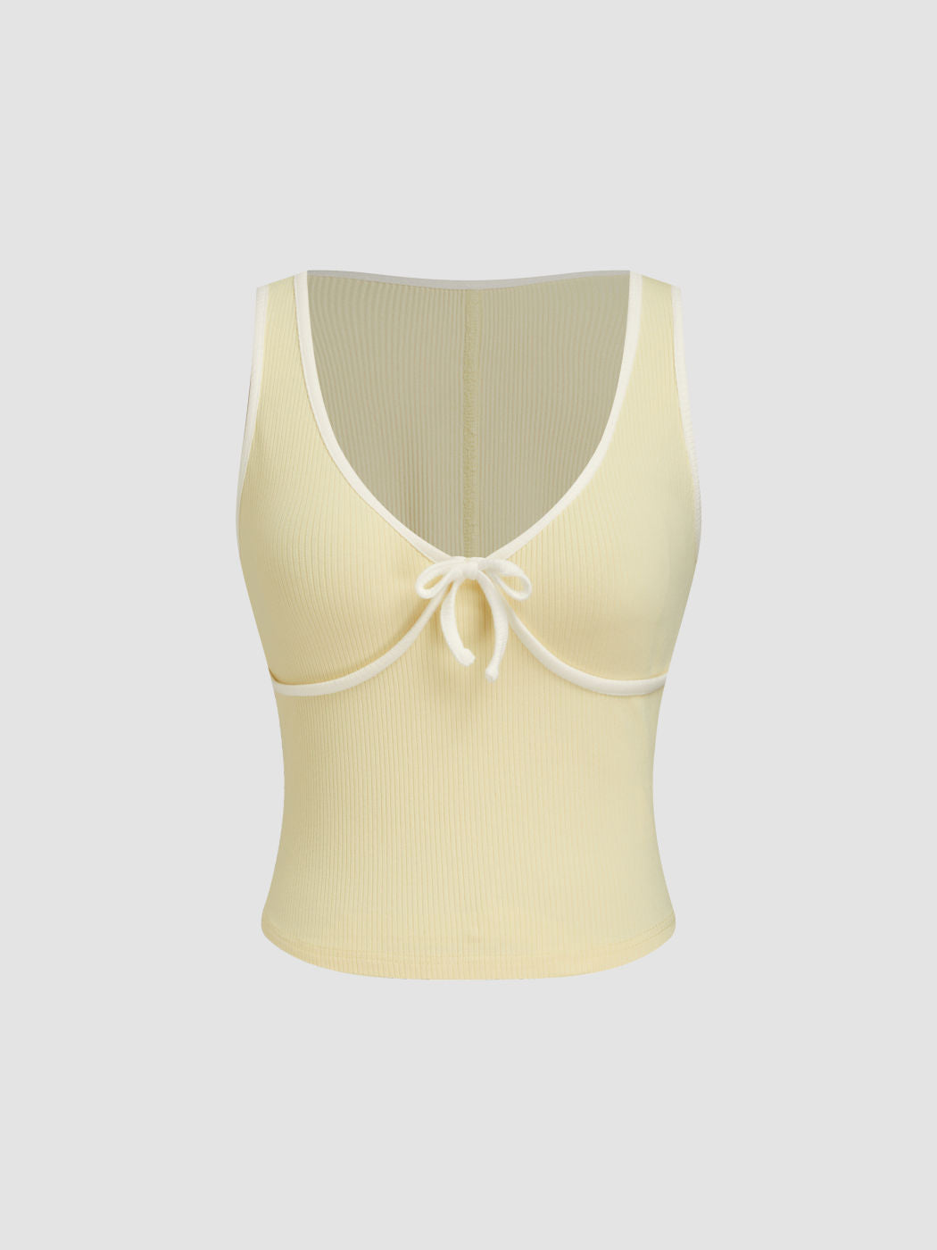 Jersey Contrasting Binding Bowknot Tank Top
