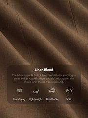 Linen-blend V-neck Solid Button Jacket Vest