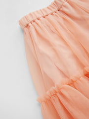Voluminous Mesh Mid Rise Midi Skirt