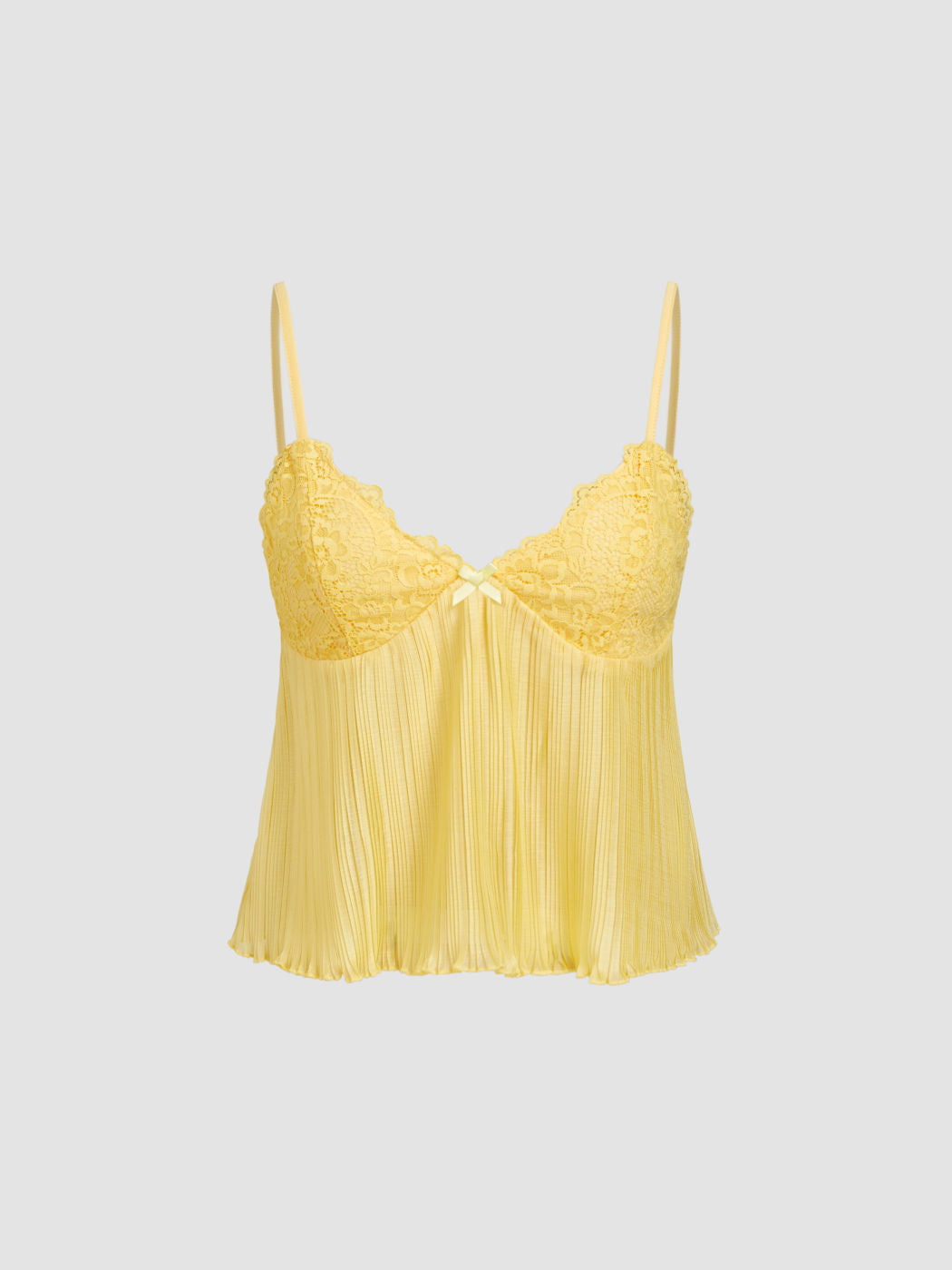 Chiffon V-neck Lace Pleated Bowknot Cami Top