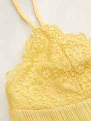 Chiffon V-neck Lace Pleated Bowknot Cami Top