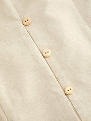 Linen-blend Polo Shirred Button Through Midi Shirt Dress Curve & Plus