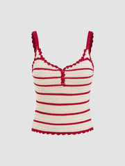 Knit Sweetheart Neckline Stripe Cami Top