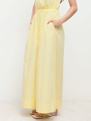 Cotton Square Neck Elastic Waist Cami Wide Leg Jumpsuit