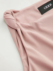 Boat Neck Twist Ruched Mini Dress
