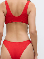 Texture Sweetheart Drawstring Bracelet Cheeky Bikini Set