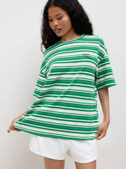Terry Stripe Oversized Short Sleeve Tee