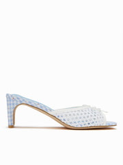 FLOWER & PLAID & BOWKNOT WOVEN HEELED SANDALS