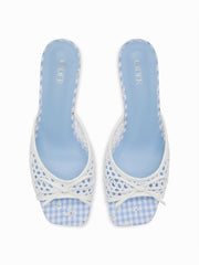 FLOWER & PLAID & BOWKNOT WOVEN HEELED SANDALS
