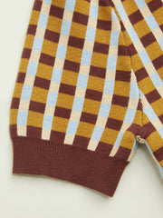 Knit Polo Check Short Sleeve Top