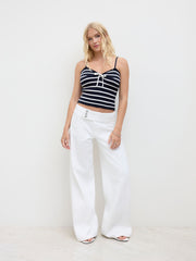 Knit Bowknot Stripes Cami Top