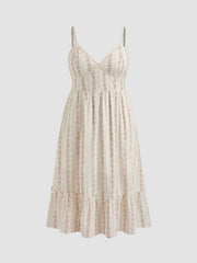 Cotton V-neck Floral Shirred Maxi Dress Curve & Plus