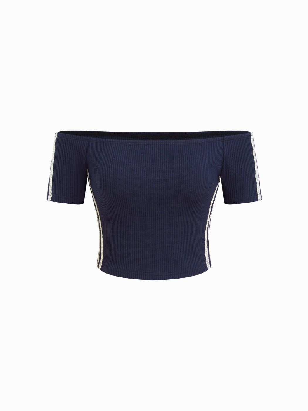 Cotton-blend Off-shoulder Lace Trim Crop Top