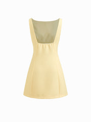 Jacquard Boat Neck Bowknot Ruched Mini Dress