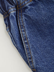 Denim Knotted Drawstring Roll Hem Micro Shorts
