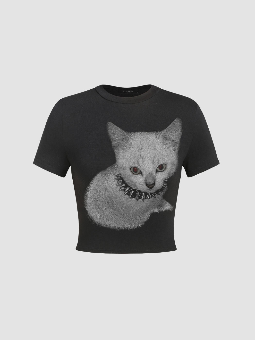 Round Neckline Cat Graphic Tee